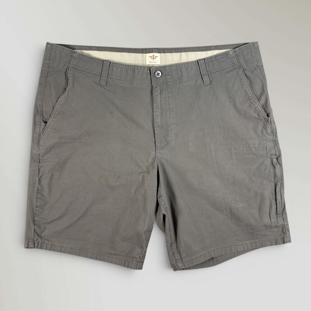 DOCKERS Chino Men's Shorts Gray Medium Wash Cotton Flat Front Zip Pocket Size 38